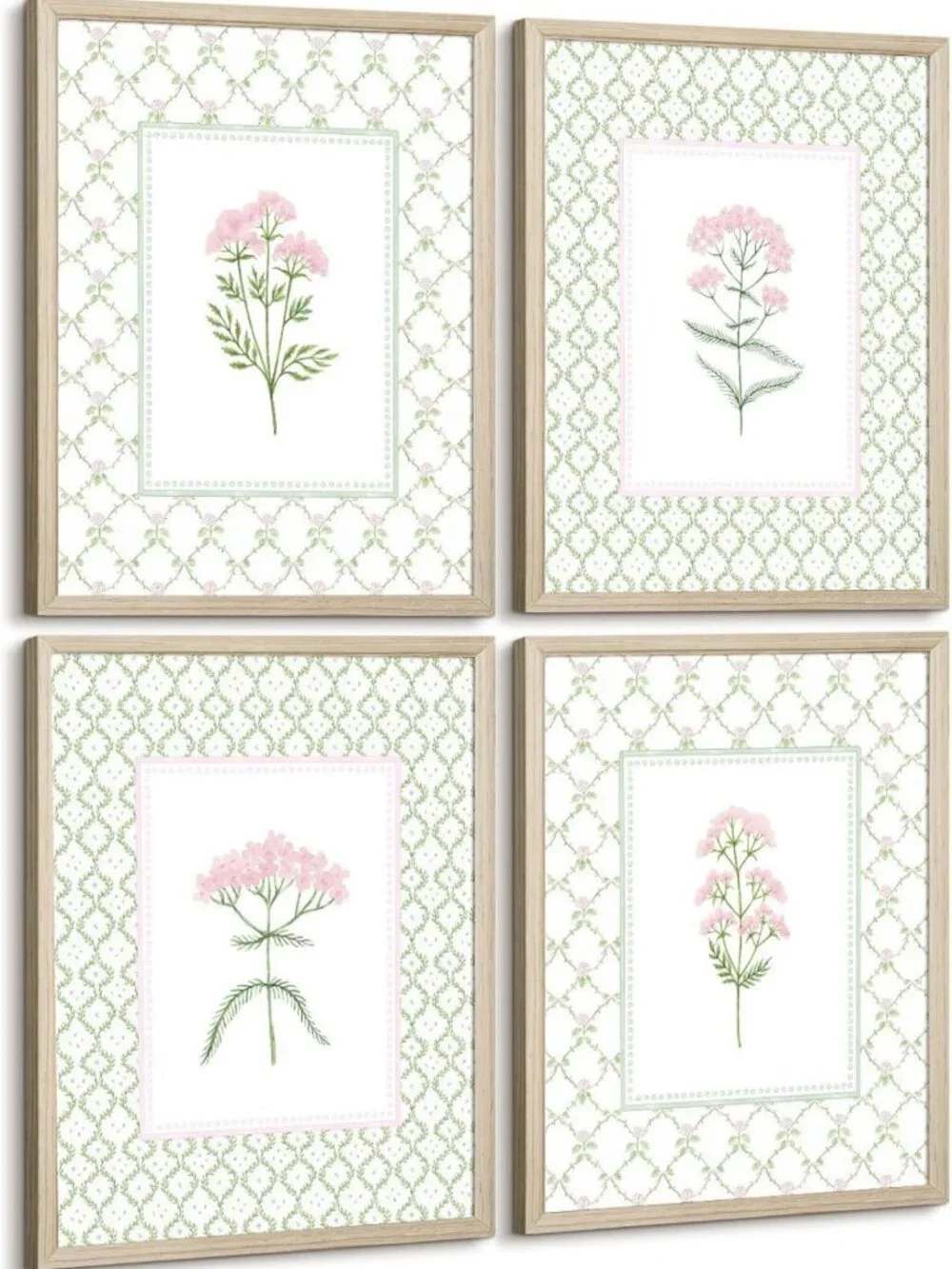 Floral Wall Art for Nursery - Wildflower Canvas Decor, Pink Green Watercolor